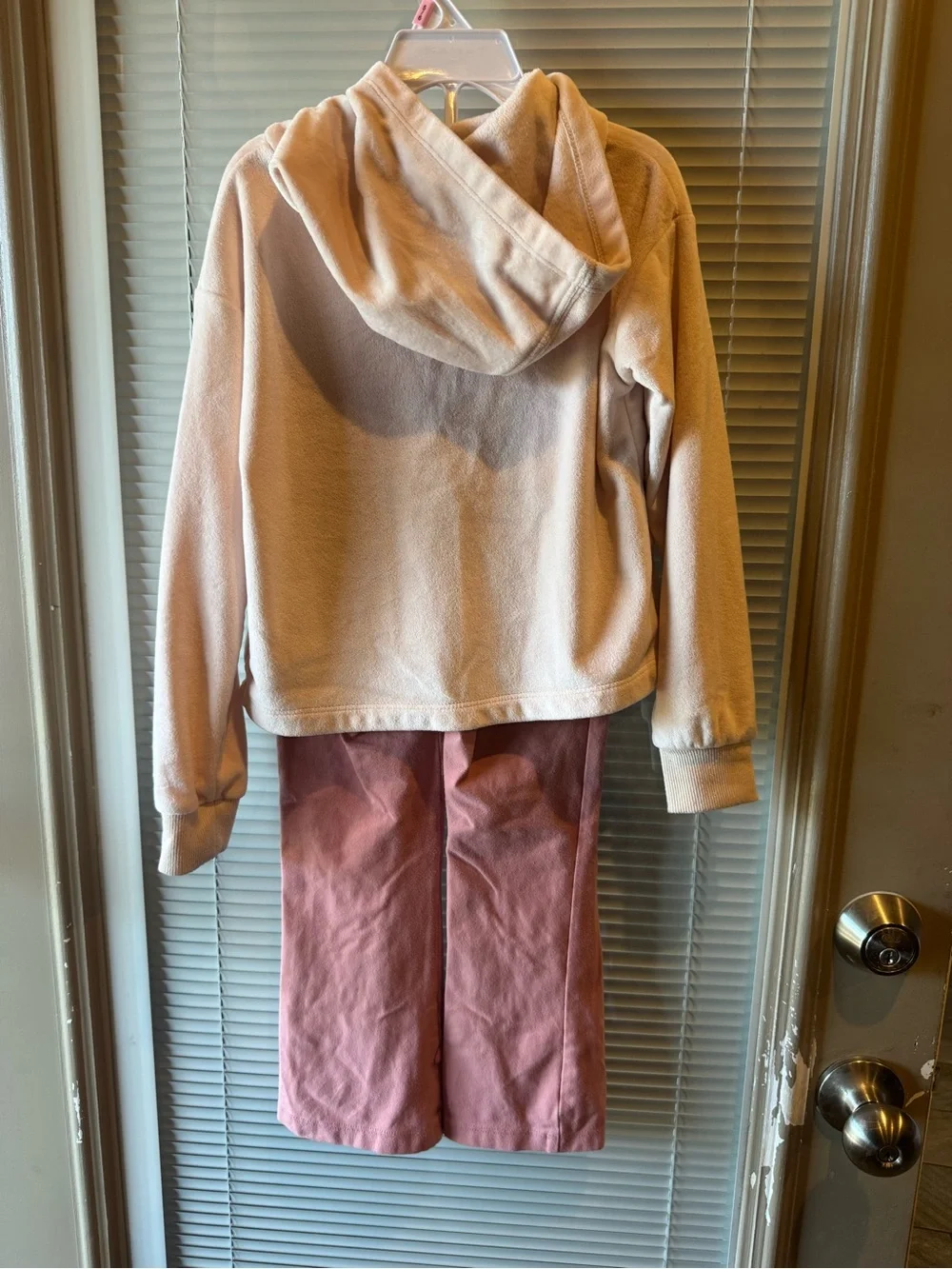 Nike Girls Hoodie & Wide Leg Pants Set Pink Cream Size 4-5Y 104-110cm